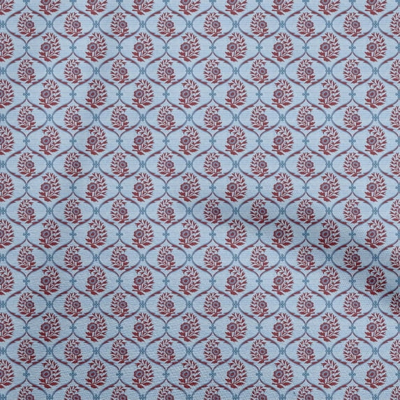 oneOone Cotton Poplin Twill Baby Blue Fabric Ogee Dress Material Fabric Print Fabric By The Yard 56 Inch Wide