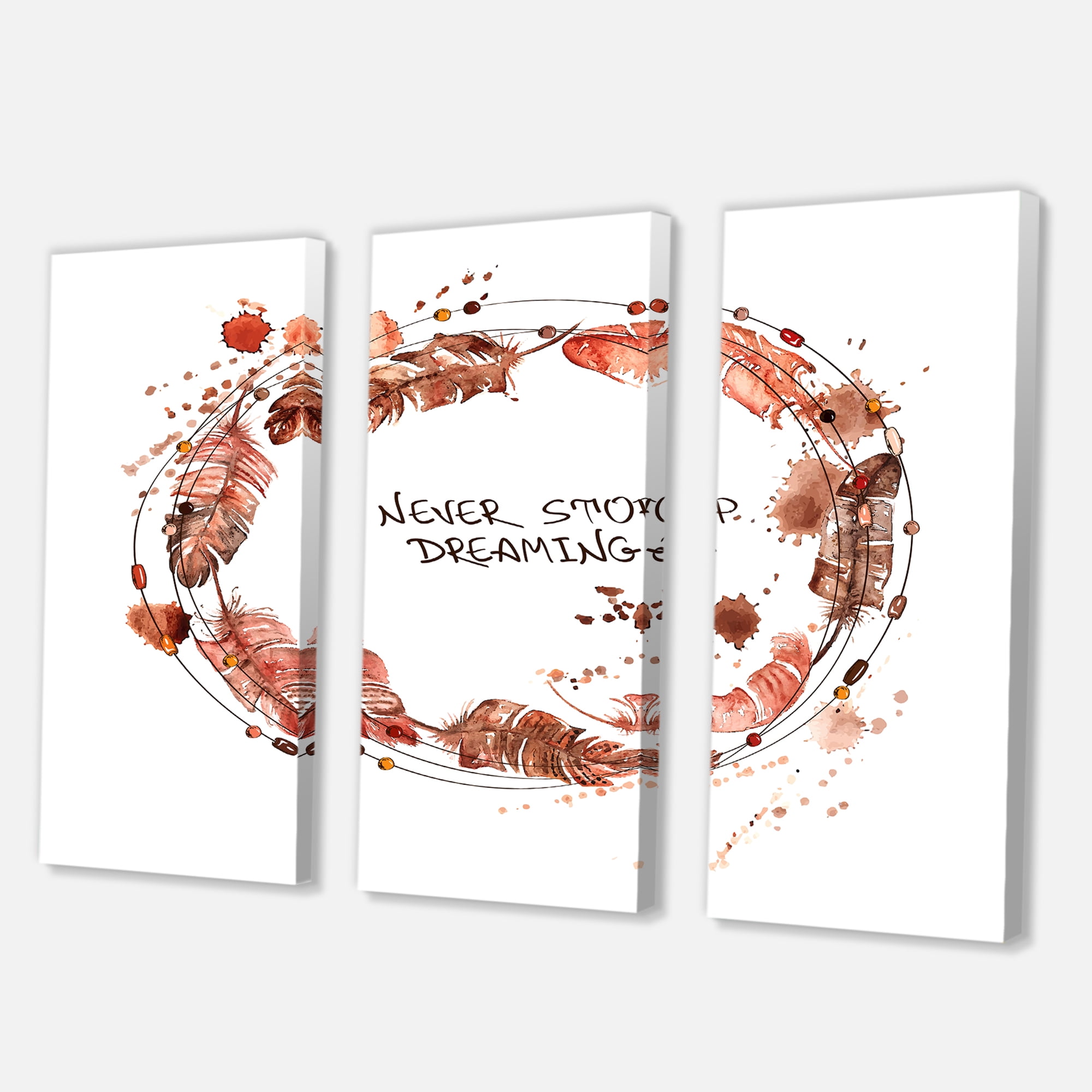 Designart ' Impression Of Bird Feathers Wreath ' Traditional Canvas Wall Art Print