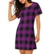 thumbnail image 2 of Fotbe Purple Black Plaid Bata de Dormir para Mujer con Estampado, Camisón de Algodón de Manga Corta, Ropa de Dormir Casual, 2 of 6