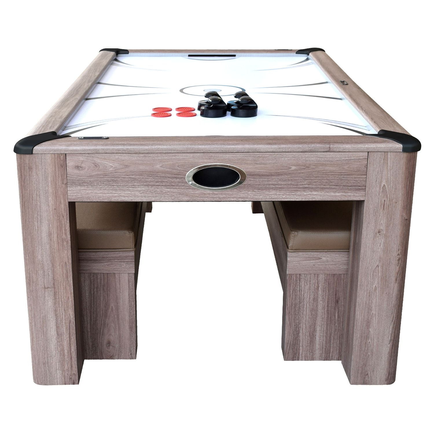 Ens. table d’air hockey Driftwood de Hathaway de 2,13 m (7 pi) avec bancs