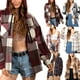 thumbnail image 5 of Txlixc Chaqueta a cuadros para mujeres, chaqueta de botón con capucha de manga larga, chaqueta de calle casual Txlixc  moda, 5 of 5