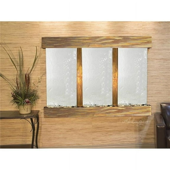 Adagio OFS1040 Olympus Falls-Square-Rustic Copper-Silver Mirror Wall Fountain