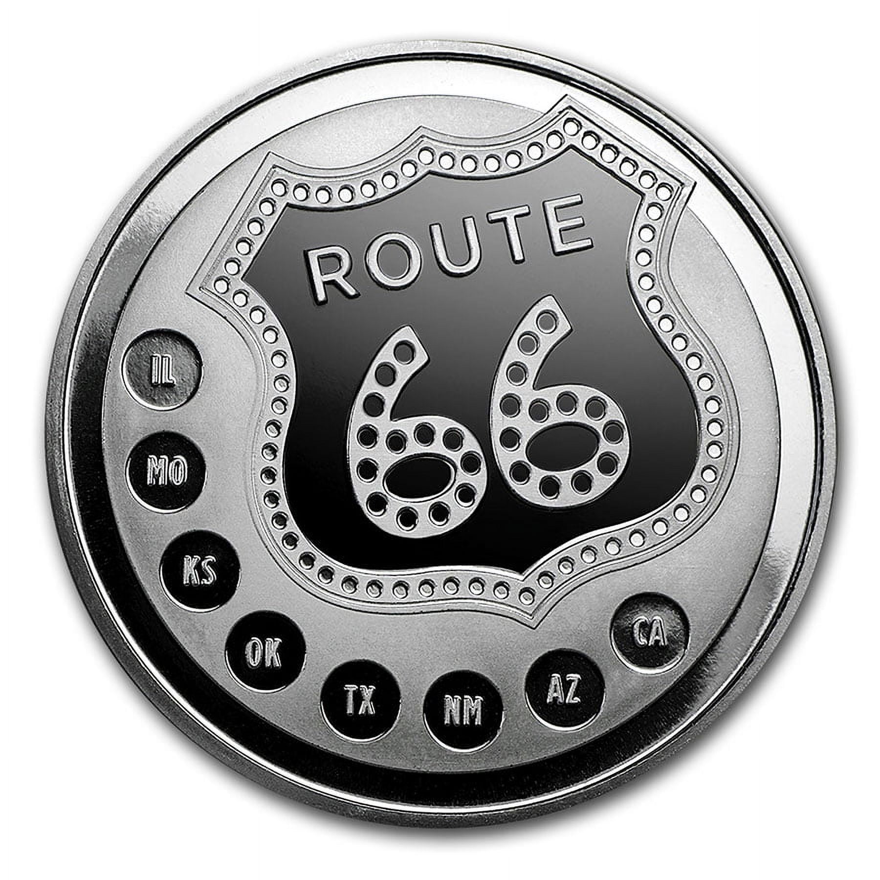 純銀メダル　ルート66 1 oz Silver - Icons of Route 66 Shield (Illinois Gemini Giant