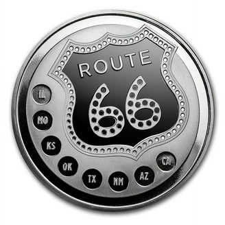1 oz Silver - Icons of Route 66 Shield (Illinois Gemini Giant