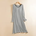 thumbnail image 4 of Censtreet Women's Nightgowns Soft Stripe Nightdress Long Sleeve Night Shirt Sleepwear with Chest Pad, 4 of 6