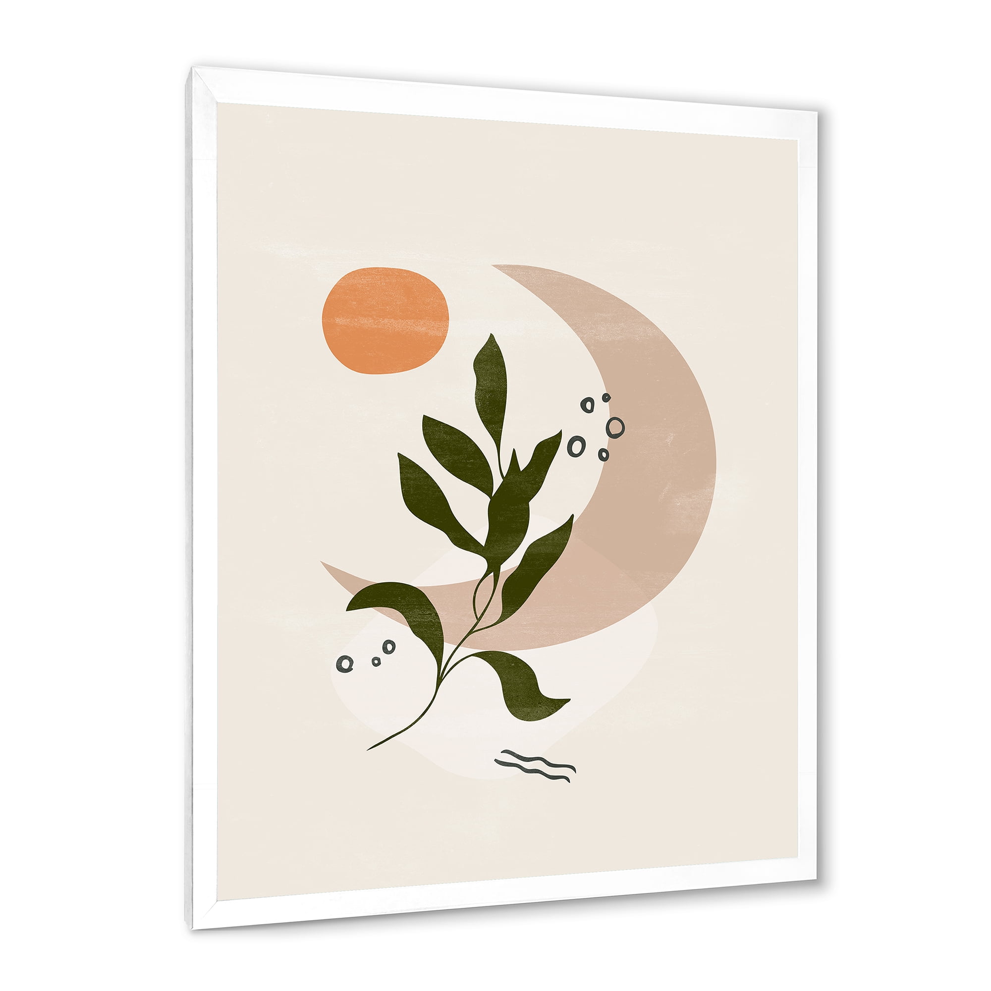 Designart 'Abstract Geometrical Leaf With Moon I' Modern Framed Art Print