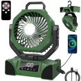 thumbnail image 1 of Ventilador de camping portátil LQTTEK con batería de 20000 mAh con mando a distancia, color verde, 1 of 7