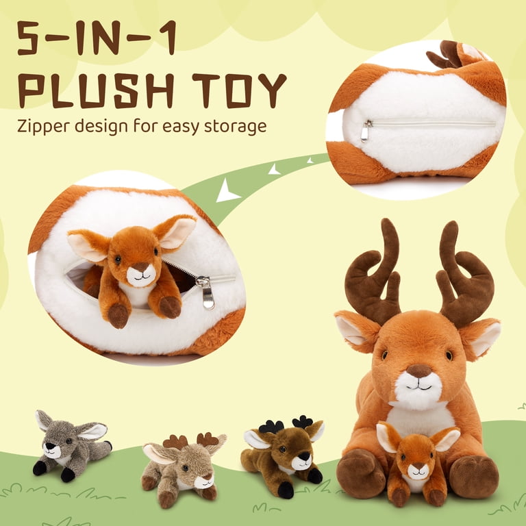 MaoGoLan 5-Piece Deer Plush Set with Mommy and Baby Fawns photo 6