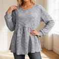 thumbnail image 2 of Tisuna Long Sleeve T-Shirts For Women Cute Solid Color Crewneck Tops Ladies Going Out Shirts Size Xxxxxl, 2 of 5