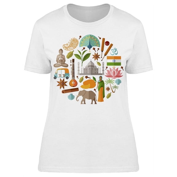 Circle Made With Indian Symbols T-Shirt Women -Image by Shutterstock Women T-Shirt, Female Small