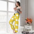 thumbnail image 5 of Kdxio Women's Comfy Stretch Yellow And White Polka Dot Print Drawstring Pajama Pants-Medium, 5 of 5
