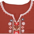 thumbnail image 3 of 3/4 Sleeve Embroidered Tops for Women Summer Spring Dressy Casual Plus Size Cotton Linen Shirts Bohemian V Neck Tunic Peasant Fashion Blouses Clothes, 3 of 5
