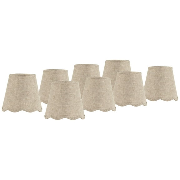 Springcrest 4" Top x 6" Bottom x 5 1/2" High x 5 1/2" Slant Lamp Shade Replacement Set of 8 Fawn Brown Scalloped Clip On Candelabra