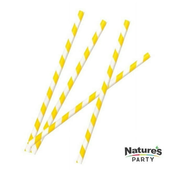 Packnwood 8NPCHP19Y1 7.75 in. Durable Striped Paper Straws, Yellow & White