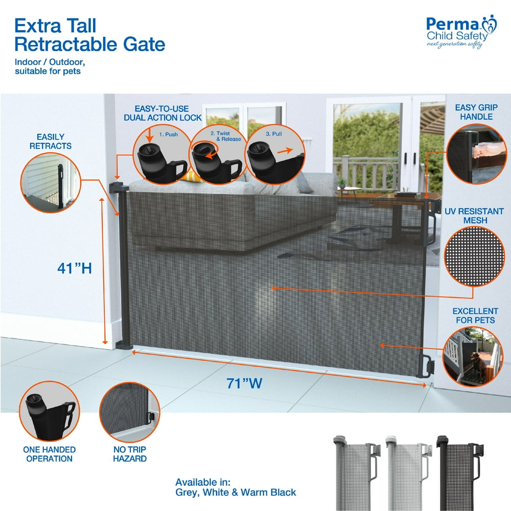 Perma Extra Tall & Extra Wide Outdoor Retractable Gate, Up to 71 in. W
