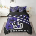 thumbnail image 2 of Feelyou Est Sleep Bedding Comforter Set 7 Pieces, Vintage Rugby Full Bedding Set, Black Slate Blue Fitted Sheet Flat Sheet, Breathable Room Decorative, 2 of 7