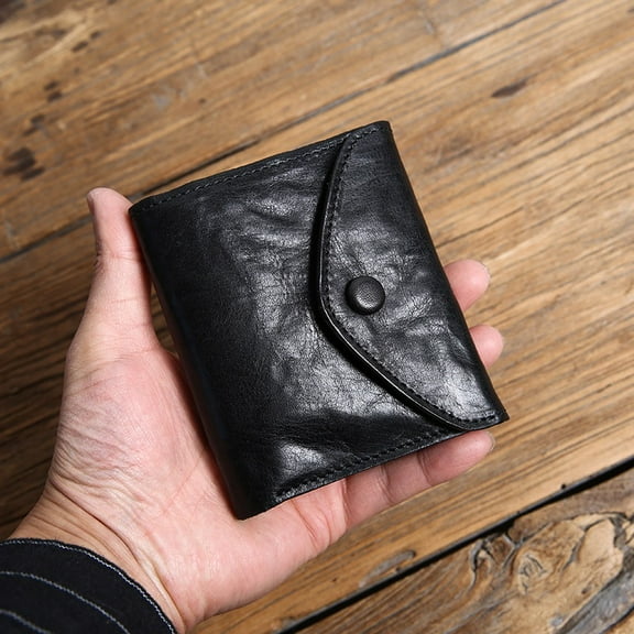 Women's Small Money Bag Genuine Leather Blocking Card Wallet Pocket Small Double Fold Women's Mini Money Bag