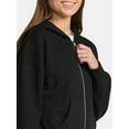 thumbnail image 3 of Time and Tru Women's Cropped Zip Up Fleece Hoodie, Sizes XS-XXXL, 3 of 5