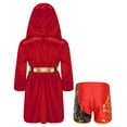 thumbnail image 2 of Miaeowve Kids Boys Boxing Outfit Metallic Satin Robe Long Sleeve Hooded Grown Cloak with Belt and A3 6, 2 of 5
