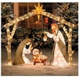 thumbnail image 3 of Adornos navideños Esquina de puerta navideña Escena de pesebre Letrero de metal navideño religioso Natividad sagrada Adornos navideños para porche al aire libre Decoración de pared de jardín, 3 of 5