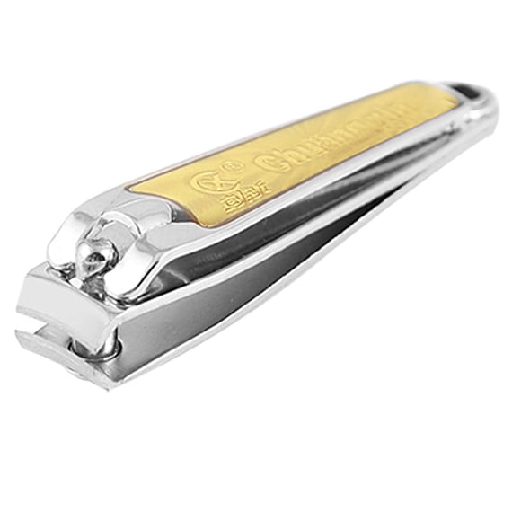 Unique Bargains File Inlaid Finger Nail Clippers Trimmer Cutter Tool Gold Tone