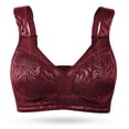 thumbnail image 4 of Wingslove Women's Full Coverage Plus Size Bra Non Padded Wireless Minimizer Bra, Wine Red 50DDD, 4 of 8