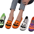 thumbnail image 3 of CHICVOMEY Womens Lightweight Halloween Slip On Loafers Cute Ghost Pumpkin Pattern Knitted Comfortable Spooky Flats Soft Breathable Casual Shoes for Women, 3 of 5
