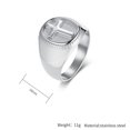thumbnail image 2 of HIJONES Men's Women's Stainless Steel Oval Cross Christain Religious Gear Engraved Chunky Statement Ring Silver Size 12, 2 of 6