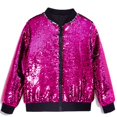 thumbnail image 5 of Vdoaml Girls Sequin Bomber Jacket Kids Full Zip Long Sleeve Sparkly Coat Children Party Performance Outerwear 9-10 Years Hot Pink, 5 of 5