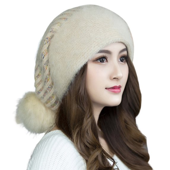 UDIYO Women Winter Hat Ear Protection Thick Solid Color Crochet Soft Warm High Elasticity Anti-shrink Fleece Women Winter Bonnet for Outdoor