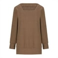 thumbnail image 5 of VBTAPA Womens Ribbed Knit Tunic Tops Square Neck Long Sleeve Knitted Sweater Side Split Casual Pullover Going Out Blouse Clearance Sale Khaki XXL, 5 of 8