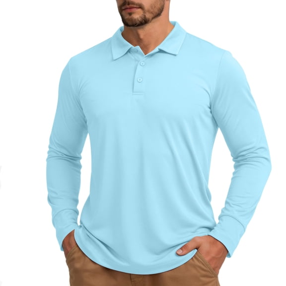 UAMVSH Men's Sun Protection Shirts UV UPF 50 Long Sleeve Button T-Shirt Quick Dry Brethable Lightweight Tops for Outdoor Sports