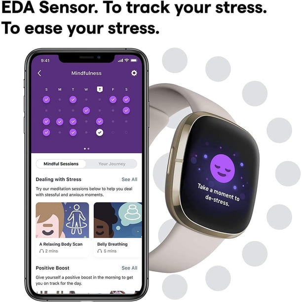 Fitbit Sense (1st Gen) Smartwatch | Soft Gold aluminum Body with
