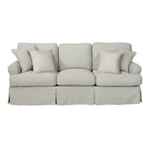 Sunset Trading Horizon T-Cushion Fabric Slipcovered Sofa in Light Gray