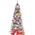 thumbnail image 1 of Patiojoy 7FTSlim Pencil Tree Hinged Artificial Christmas Tree W/627 Branches Tips, 1 of 9