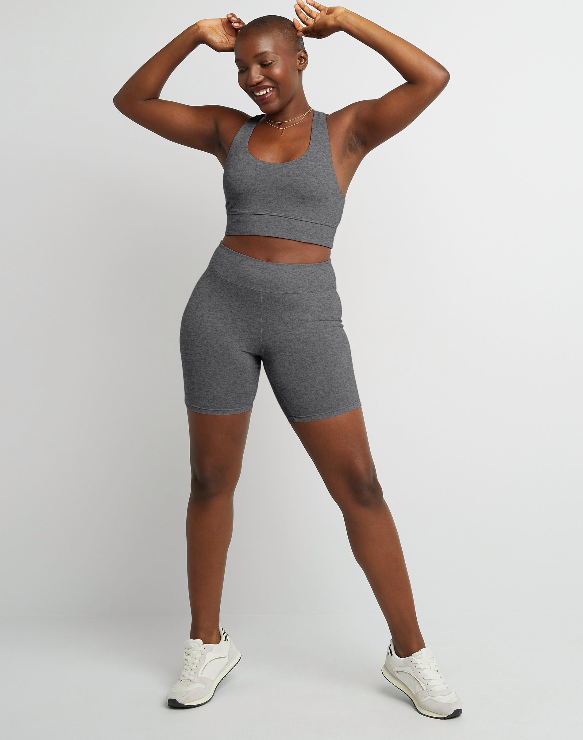 Hanes Women's Stretch Jersey Bike Shorts, 7" Charcoal Heather XL