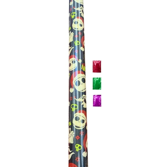 Nightmare Before Christmas Wrapping Paper 1 Roll 60 Sq Ft, Black Jumbo Gift Wrap For Baby Shower Birthday Holiday Presents Party Gift Wrapping Supplies Decoration w/ Bonus Snoep in Beperkte Oplage