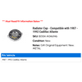 thumbnail image 2 of Radiator Cap - Compatible with 1987 - 1992 Cadillac Allante 1988 1989 1990 1991, 2 of 2