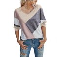 thumbnail image 1 of Haut Classique Doux pour Femmes Col en V Imprimé Manches Longues Polyester (Beige, m), 1 of 5