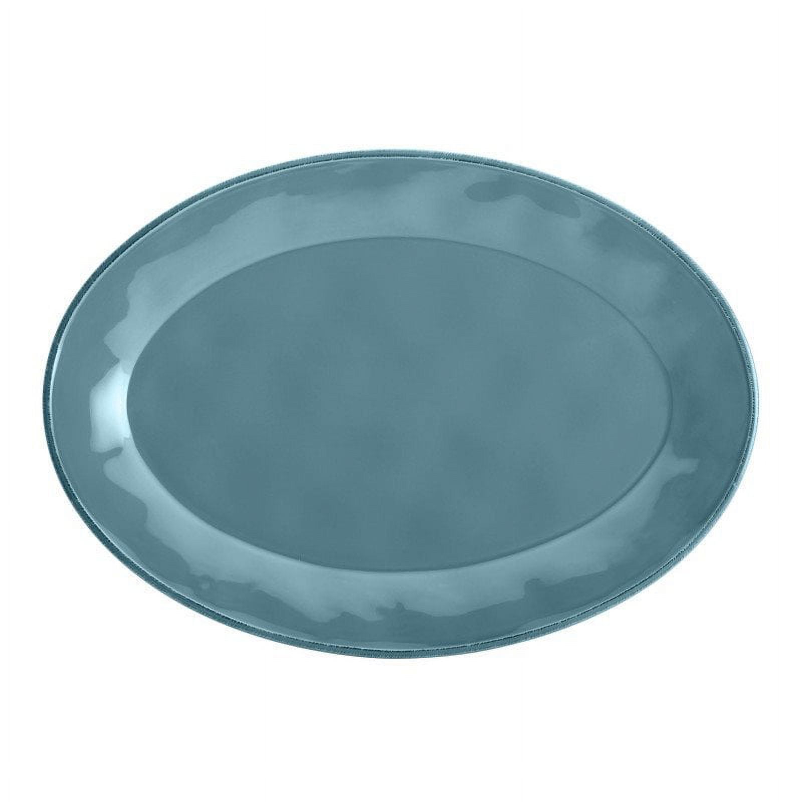 Rachael Ray 10 x 14-Inch Cucina Dinnerware Stoneware Oval Platter, Agave Blue