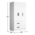 thumbnail image 7 of Better Home Products Symphony Wardrobe Armoire Closet with Two Drawers in White, 7 of 7