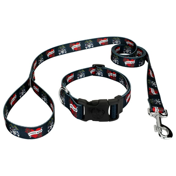 Country Brook Petz® I Love Mom Deluxe Dog Collar and Leash, 2XS