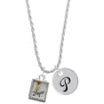 thumbnail image 1 of Delight Jewelry Two-tone Shadow Box ''Hope'' with Ribbon Silvertone Script Initial Disc - P - Charm Necklace, 20"+3", 1 of 4
