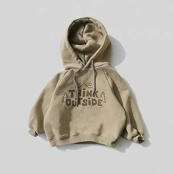 Sudaderas con capucha coreanas de primavera para bebés de 0 a 3 años, sudadera acolchada de lana con letras para niños y niñas, jersey con capucha, Tops informales cálidos para niños pequeños