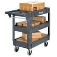 thumbnail image 4 of TUFFIOM Plastic Service Utility Cart, Support up to 550lbs Capacity, Heavy Duty Tub Storage Cart W/Deep Shelves, Multipurpose Rolling 3-Tier Mobile Storage Organizer, for Warehouse Garage, 4 of 8