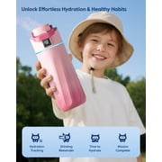BOOST Smart Water Bottle with Reminder & Tracker, 16oz Kids Water Bottle for School, DIY Refrigerator Magnets, BPA-Free Vacuum Insulated Stainless Steel, Ideal Gift, Pink Fade