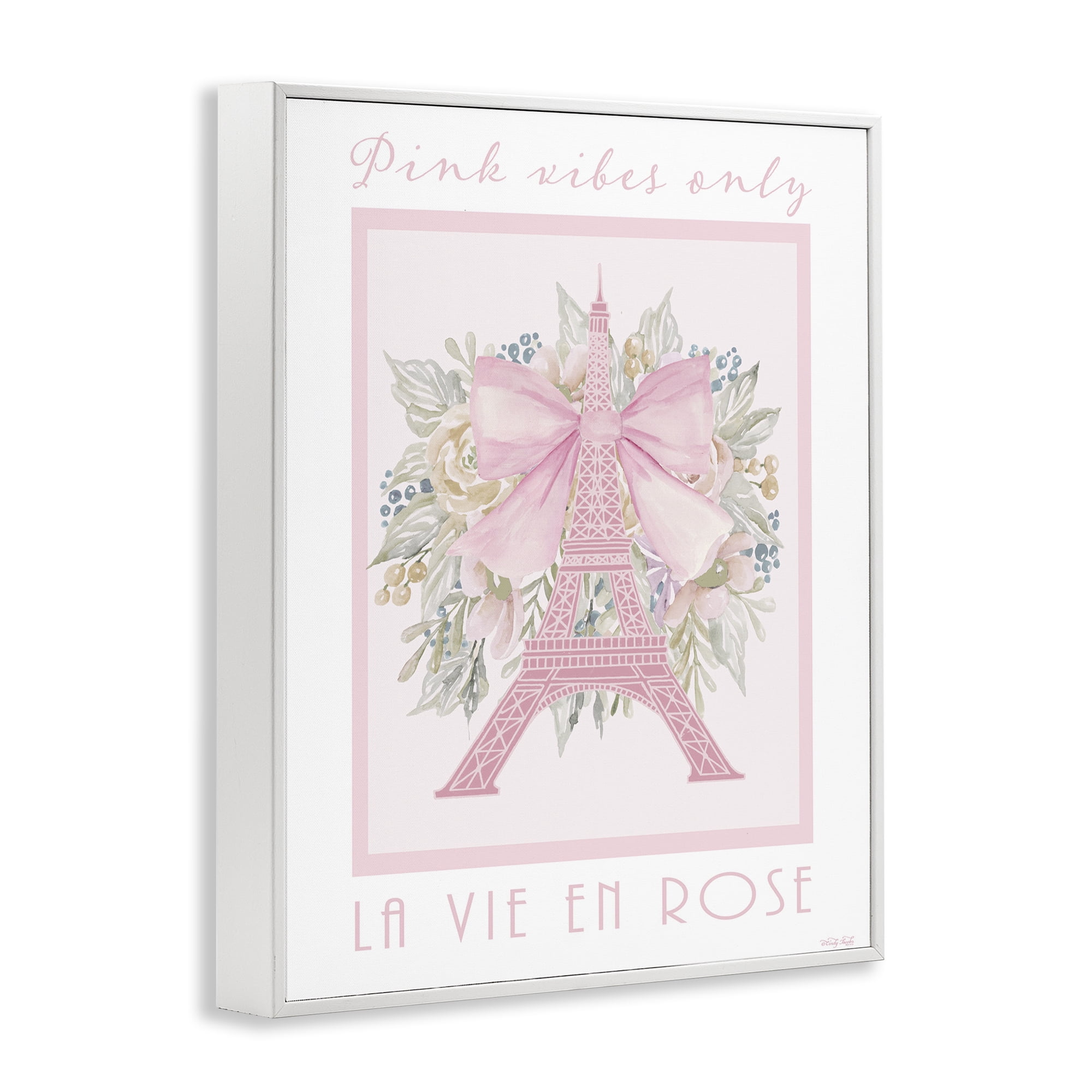 Stupell Industries Pink Vibes Only Paris White Framed Giclee Art, design by Cindy Jacobs