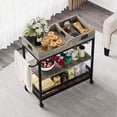thumbnail image 1 of HOSSLLY Bar Cart for The Home, 3 Tire Industrial Rolling Serving Cart on Lockable Wheels, Alcoholic Beverage Trolley with 2 Removable Trays, Wine Rack and Glass Holder for Indoor, Outdoor ,Grey Finish, 1 of 8