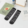 thumbnail image 5 of Uemuo Black White Leaves Printed Crew Socks, Moisture-Wicking Socks, Athletic Socks for Men Breathable Cushion Socks Casual Sport Socks for Running Traveling, 5 of 6
