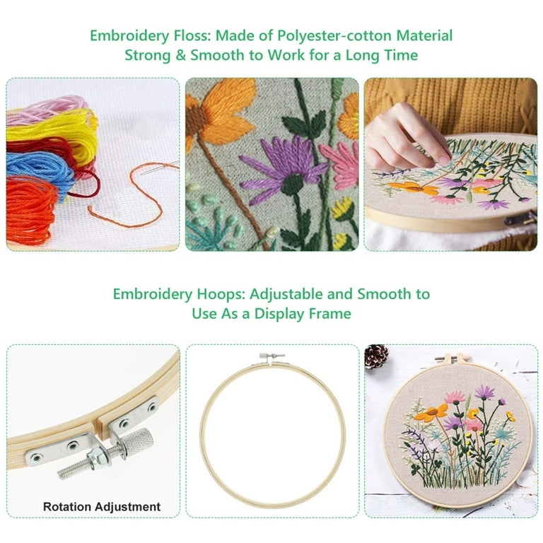 4 Pack Needlepoint Kits for Adults with DIY Animals Pattern,Embroidery  Starter Cross Stitch Kit for Beginners, Including Embroidery Hoops, Cloth